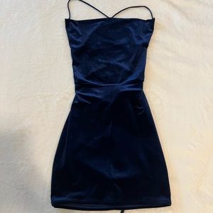 lucy in the sky velvet open-back cross tie bodycon dress